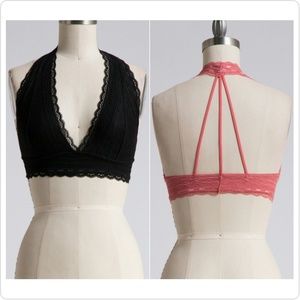 Black lace halter bralette